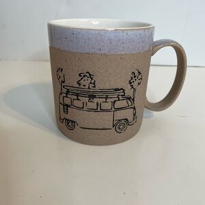 Mug - Fun In The Sun Camper Van Vacation Summer Theme Brown stoneware Mug Cup